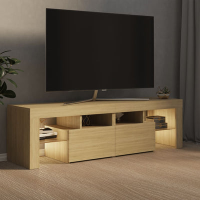 TV Cabinet with LED Lights Sonoma Oak 140x36.5x40 cm Payday Deals