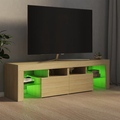 TV Cabinet with LED Lights Sonoma Oak 140x36.5x40 cm Payday Deals