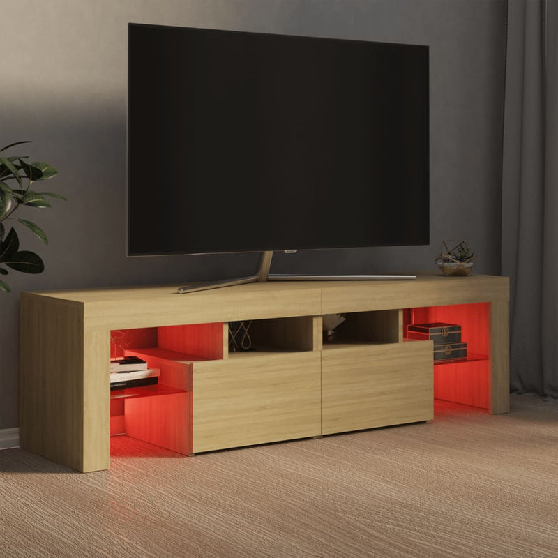 TV Cabinet with LED Lights Sonoma Oak 140x36.5x40 cm Payday Deals