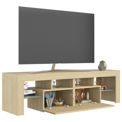 TV Cabinet with LED Lights Sonoma Oak 140x36.5x40 cm Payday Deals