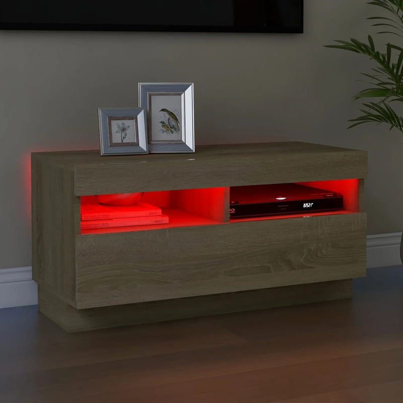 TV Cabinet with LED Lights Sonoma Oak 80x35x40 cm Payday Deals