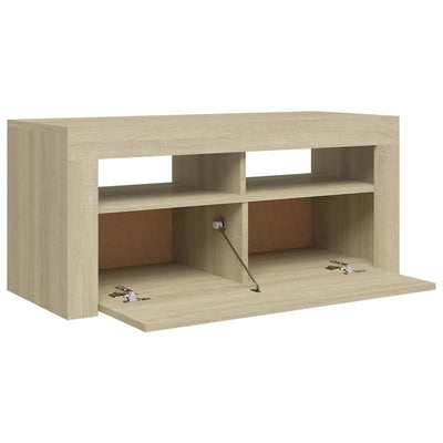 TV Cabinet with LED Lights Sonoma Oak 90x35x40 cm Payday Deals