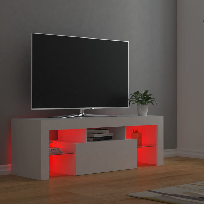 TV Cabinet with LED Lights White 120x35x40 cm Payday Deals