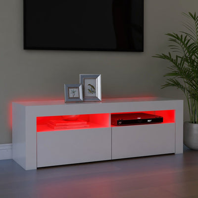 TV Cabinet with LED Lights White 120x35x40 cm Payday Deals