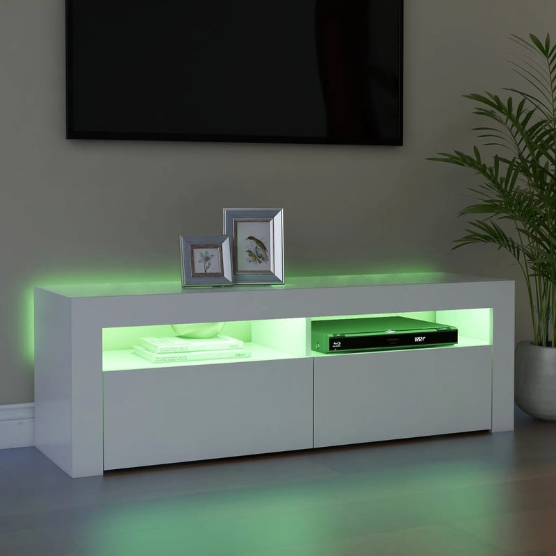 TV Cabinet with LED Lights White 120x35x40 cm Payday Deals