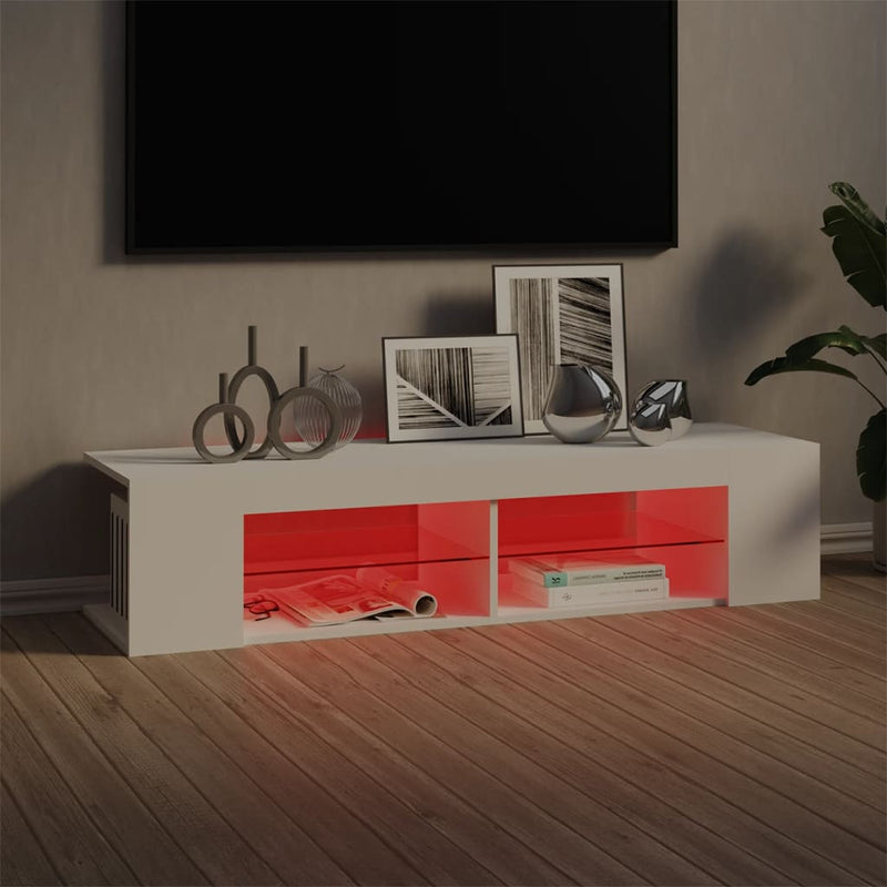 TV Cabinet with LED Lights White 135x39x30 cm Payday Deals