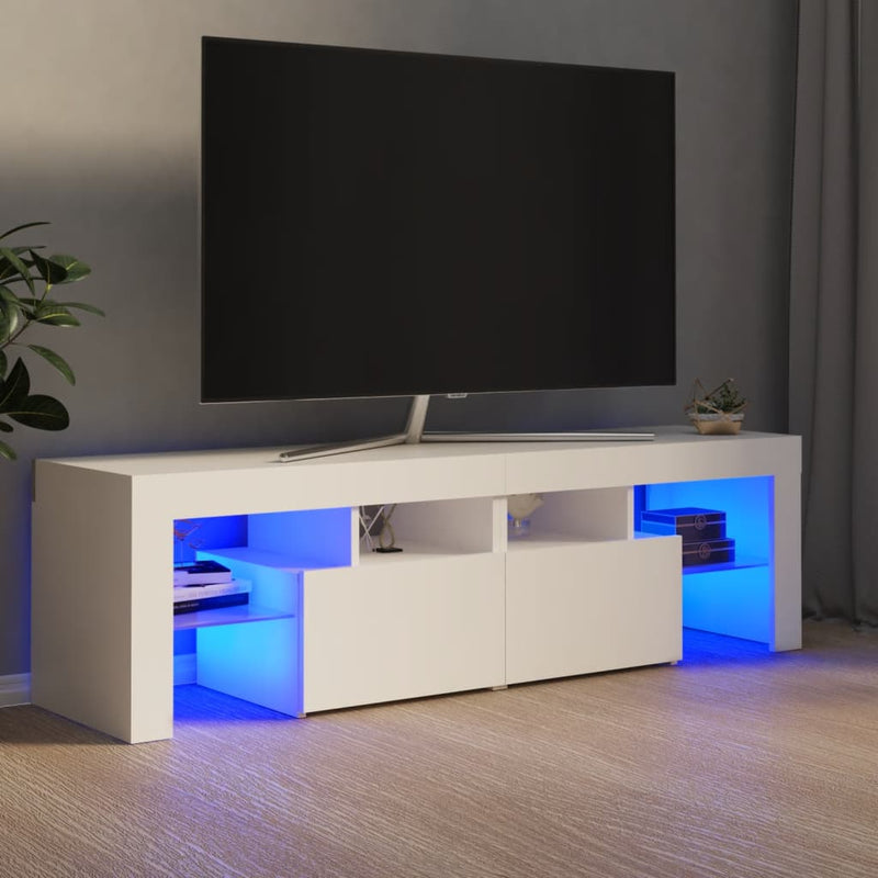 TV Cabinet with LED Lights White 140x36.5x40 cm Payday Deals