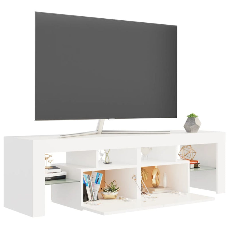 TV Cabinet with LED Lights White 140x36.5x40 cm Payday Deals