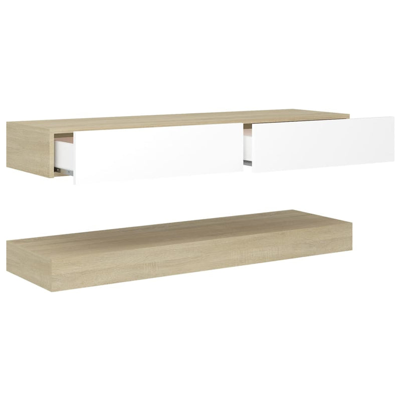 TV Cabinet with LED Lights White and Sonoma Oak 120x35 cm Payday Deals