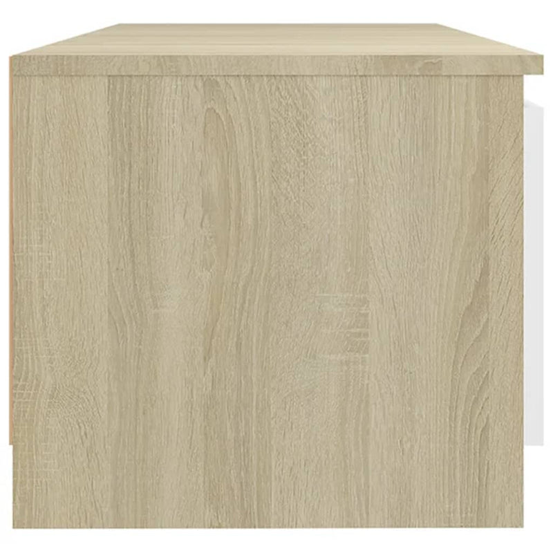 TV Cabinet with LED Lights White and Sonoma Oak 140x40x35.5 cm Payday Deals