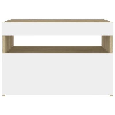 TV Cabinet with LED Lights White and Sonoma Oak 60x35x40 cm Payday Deals