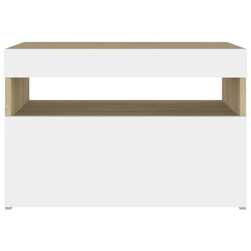 TV Cabinet with LED Lights White and Sonoma Oak 60x35x40 cm Payday Deals