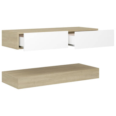 TV Cabinet with LED Lights White and Sonoma Oak 90x35 cm Payday Deals