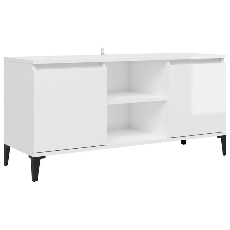 TV Cabinet with Metal Legs High Gloss White 103.5x35x50 cm Payday Deals