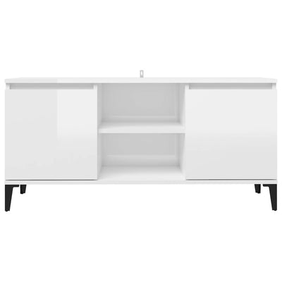 TV Cabinet with Metal Legs High Gloss White 103.5x35x50 cm Payday Deals