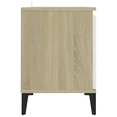 TV Cabinet with Metal Legs White and Sonoma Oak 103.5x35x50 cm Payday Deals