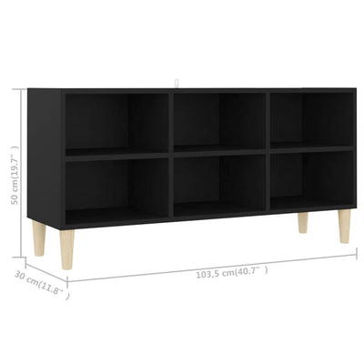 TV Cabinet with Solid Wood Legs Black 103.5x30x50 cm Payday Deals