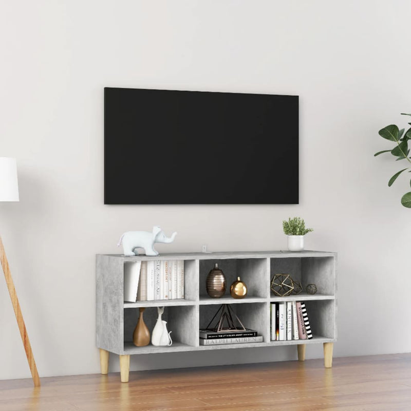 TV Cabinet with Solid Wood Legs Concrete Grey 103.5x30x50 cm Payday Deals