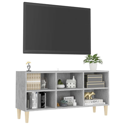 TV Cabinet with Solid Wood Legs Concrete Grey 103.5x30x50 cm Payday Deals