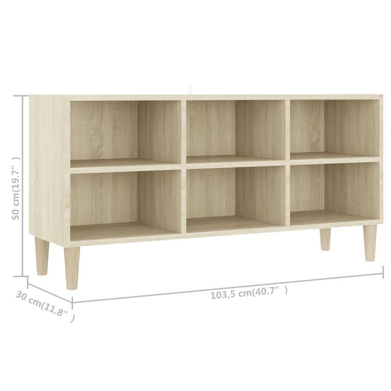 TV Cabinet with Solid Wood Legs Sonoma Oak 103.5x30x50 cm Payday Deals