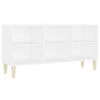 TV Cabinet with Solid Wood Legs White 103.5x30x50 cm Payday Deals