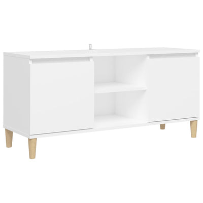 TV Cabinet with Solid Wood Legs White 103.5x35x50 cm Payday Deals