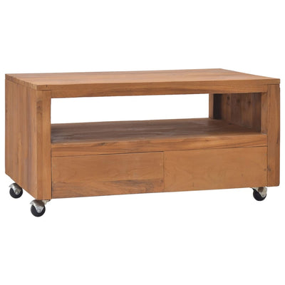 TV Cabinet with Wheels 80x50x42 cm Solid Teak Wood Payday Deals