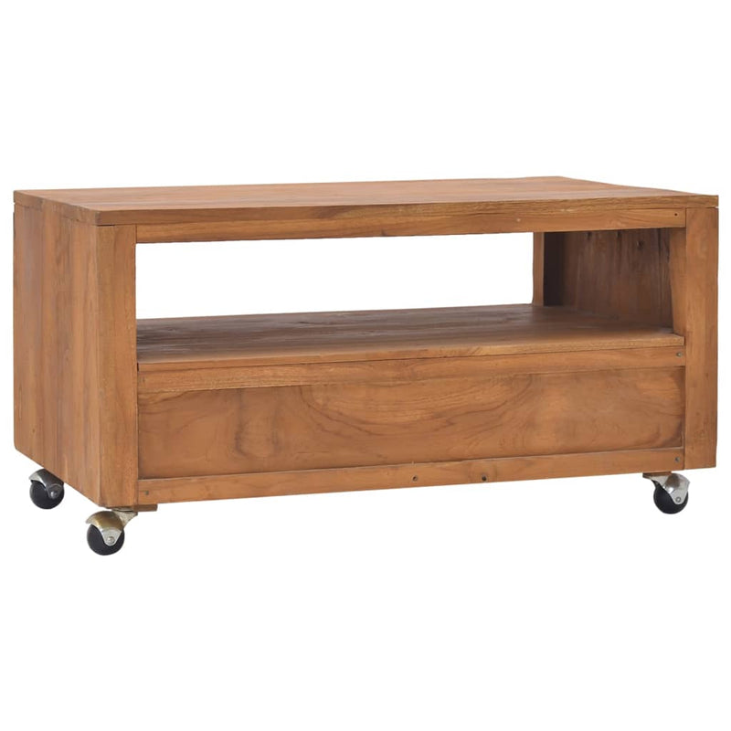TV Cabinet with Wheels 80x50x42 cm Solid Teak Wood Payday Deals