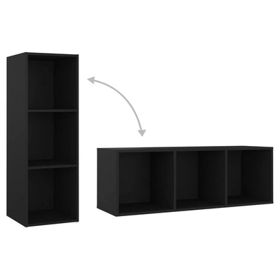 TV Cabinets 2 pcs Black 107x35x37 cm Chipboard Payday Deals