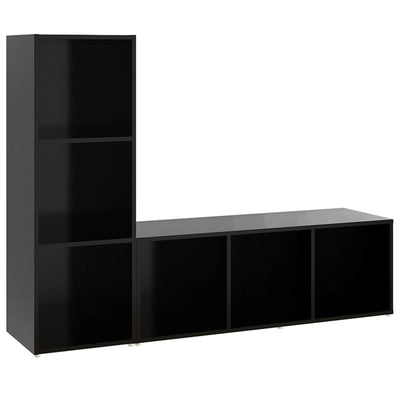 TV Cabinets 2 pcs Black 107x35x37 cm Engineered Wood Payday Deals