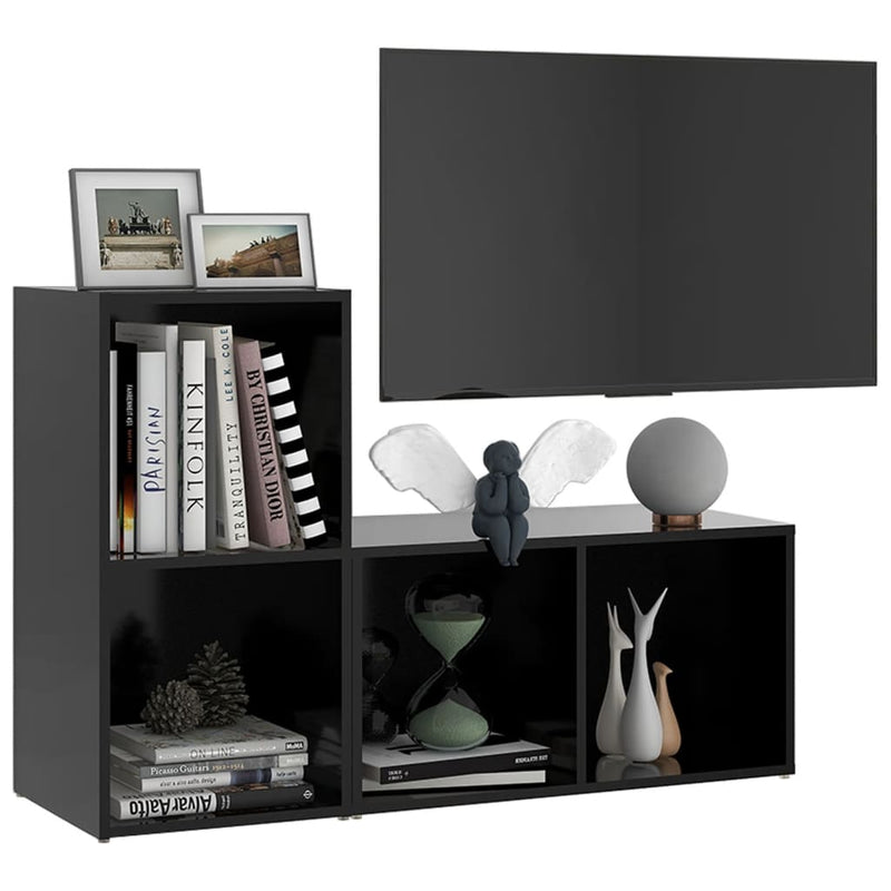 TV Cabinets 2 pcs Black 72x35x36.5 cm Engineered Wood Payday Deals