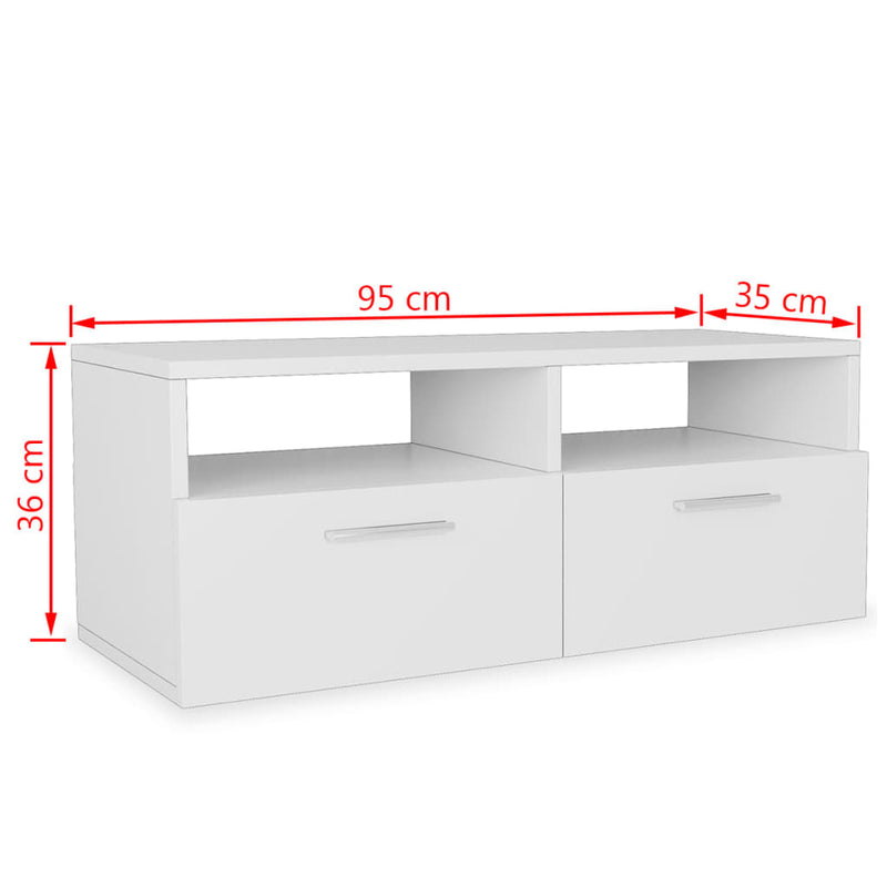 TV Cabinets 2 pcs Chipboard 95x35x36 cm White Payday Deals