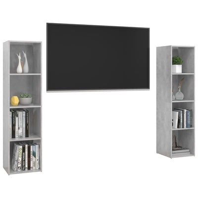 TV Cabinets 2 pcs Concrete Grey 142.5x35x36.5 cm Chipboard Payday Deals