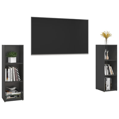 TV Cabinets 2 pcs Grey 107x35x37 cm Engineered Wood Payday Deals