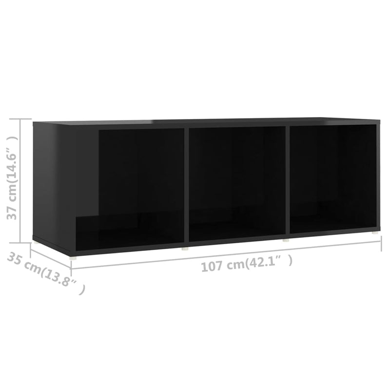TV Cabinets 2 pcs High Gloss Black 107x35x37 cm Engineered Wood Payday Deals