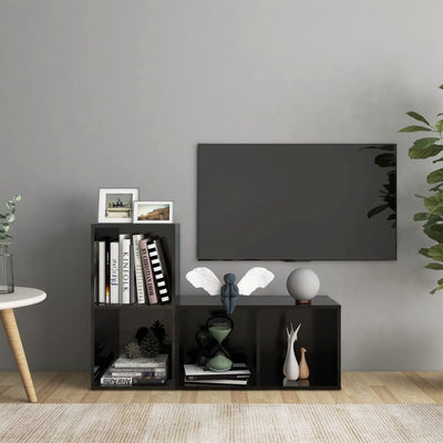 TV Cabinets 2 pcs High Gloss Black 72x35x36.5 cm Engineered Wood