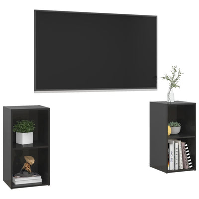 TV Cabinets 2 pcs High Gloss Black 72x35x36.5 cm Chipboard Payday Deals