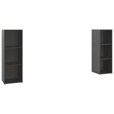 TV Cabinets 2 pcs High Gloss Grey 107x35x37 cm Chipboard Payday Deals