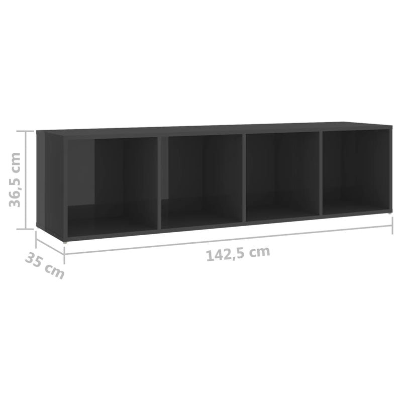 TV Cabinets 2 pcs High Gloss Grey 142.5x35x36.5 cm Engineered Wood Payday Deals