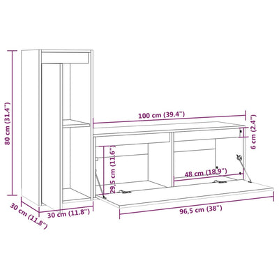 TV Cabinets 2 pcs Honey Brown Solid Wood Pine Payday Deals