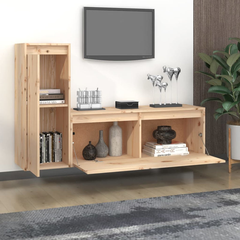 TV Cabinets 2 pcs Solid Wood Pine Payday Deals