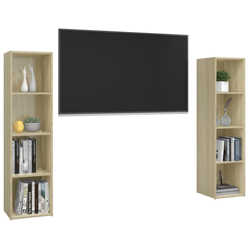 TV Cabinets 2 pcs Sonoma Oak 142.5x35x36.5 cm Engineered Wood Payday Deals