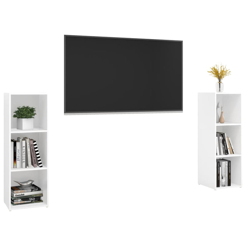 TV Cabinets 2 pcs White 107x35x37 cm Engineered Wood Payday Deals