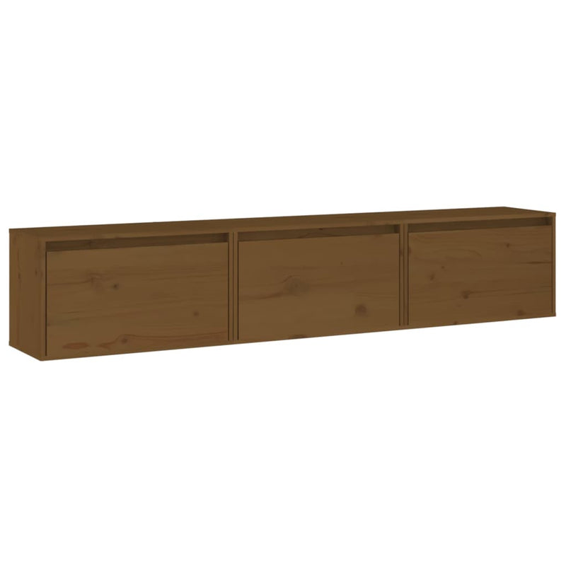 TV Cabinets 3 pcs Honey Brown Solid Wood Pine Payday Deals