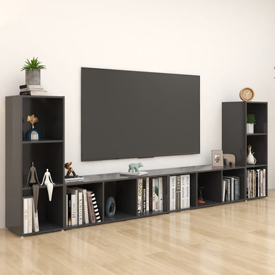 TV Cabinets 4 pcs Grey 107x35x37 cm Engineered Wood