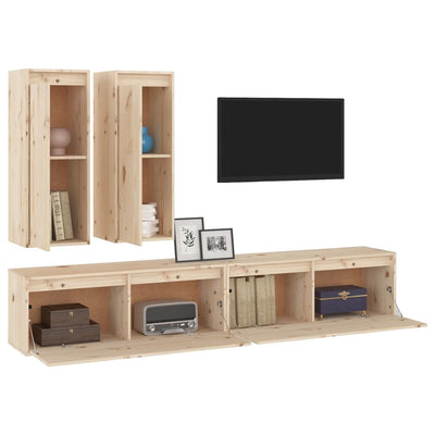 TV Cabinets 4 pcs Solid Wood Pine Payday Deals