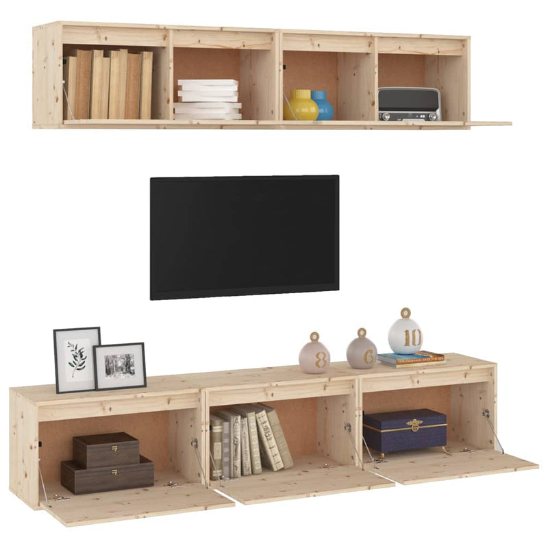 TV Cabinets 5 pcs Solid Wood Pine Payday Deals