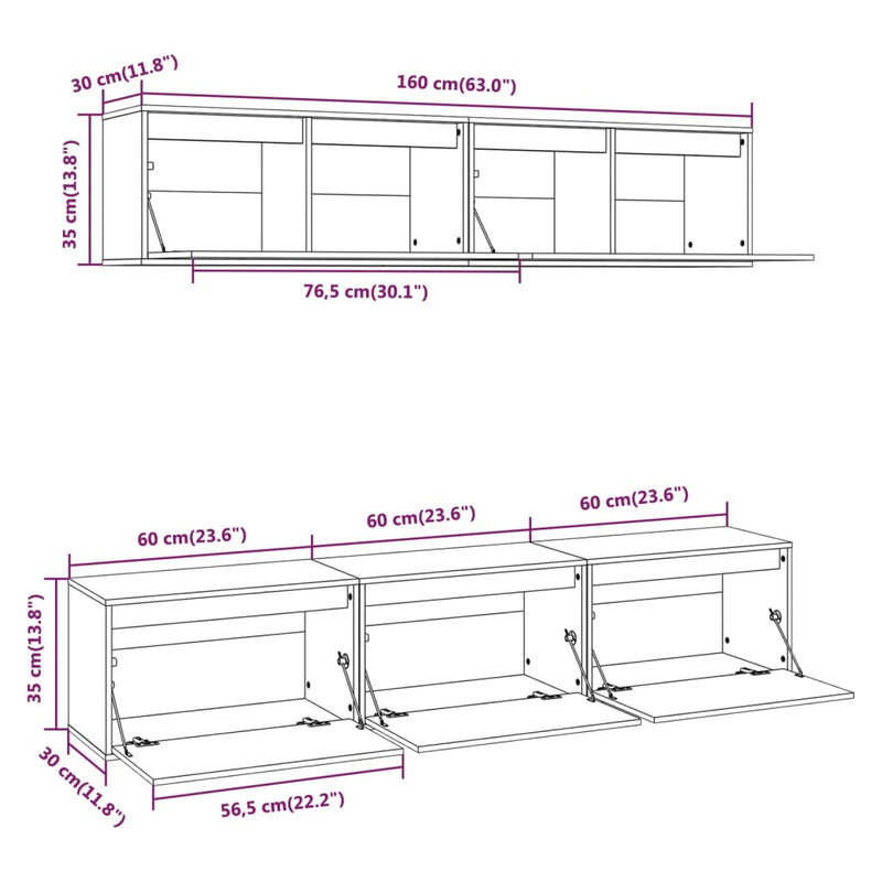 TV Cabinets 5 pcs Solid Wood Pine Payday Deals