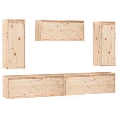 TV Cabinets 5 pcs Solid Wood Pine Payday Deals