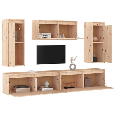 TV Cabinets 5 pcs Solid Wood Pine Payday Deals